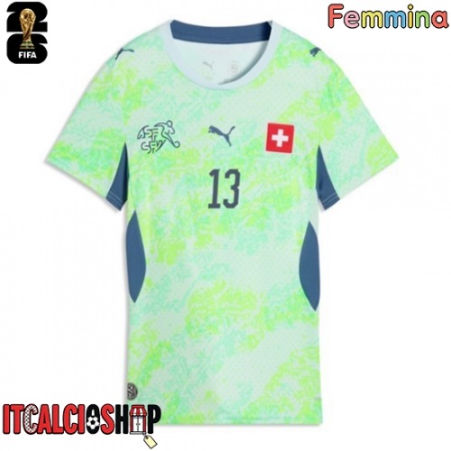 Svizzera Zeki Amdouni #23 Seconda Maglia Femmina Mondiali 2026 Manica Corta